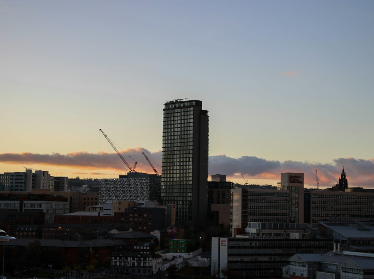 Sheffield skyline at sunset